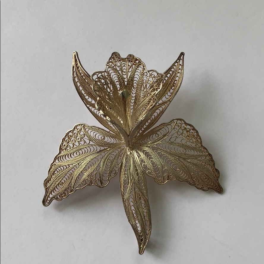 Vintage Silver Orchid Brooch Vintage Silver Orchid Brooch